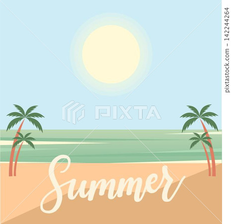 Summer card with palm trees 142244264