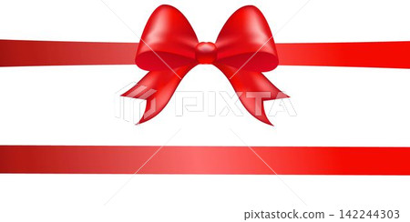 Shiny red color satin ribbon on white background Shiny red color satin ribbon on white background 142244303