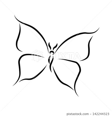 Vector isolated tiny one line butterfly drawing Vector isolated tiny one line butterfly drawing 142244323