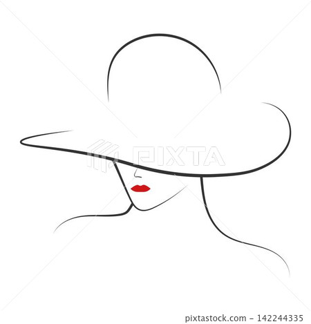 Women's faces in one line art style 142244335