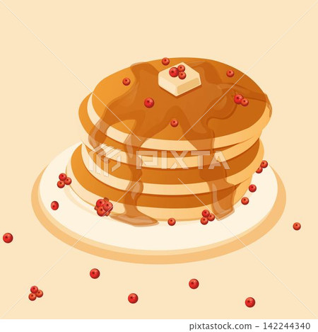 Pancakes and berry on the plate. Pancakes and berry on the plate. 142244340
