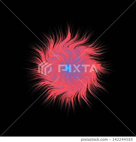 Abstract Neon Red and Blue Furry Vortex Swirl Design on Black Background Abstract Neon Red and Blue Furry Vortex Swirl Design on Black Background 142244583
