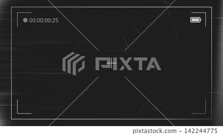 Digital camera video recording viewfinder interface overlay with retro film grain texture Digital camera video recording viewfinder interface overlay with retro film grain texture 142244775