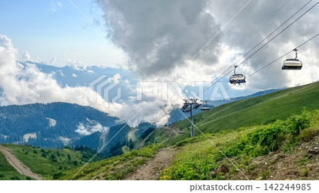 Cable Cars Above the Alpine Slopes of Rosa Khutor Cable Cars Above the Alpine Slopes of Rosa Khutor 142244985