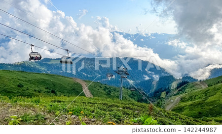 Chairlift Over the Green Slopes of Rosa Khutor Chairlift Over the Green Slopes of Rosa Khutor 142244987