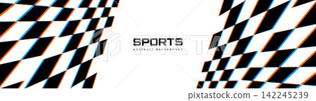Sports modern white abstract background with black and white checkerboard flag. Racing poster design banner Sports modern white abstract background with black and white checkerboard flag. Racing poster design banner 142245239