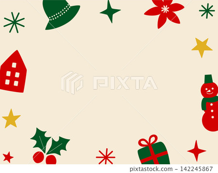 Christmas-themed Scandinavian-style frame illustration material Christmas-themed Scandinavian-style frame illustration material 142245867