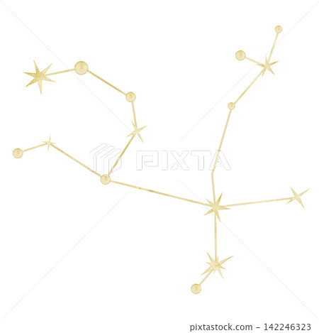 Andromeda watercolor constellation illustration on isolated background. Golden star map for astronomy, celestial decor, nursery projects, zodiac collections and fantasy designs. Andromeda watercolor constellation illustration on isolated background. Golden star map for astronomy, celestial decor, nursery projects, zodiac collections and fantasy designs. 142246323