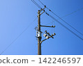 utility pole and pole transformer 142246597