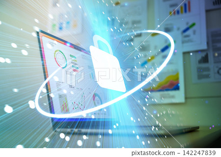 Graphs and analysis data displayed on the laptop screen Graphs and analysis data displayed on the laptop screen 142247839