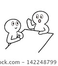 Stick figures discussing in a meeting 142248799