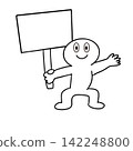 Stick figure holding a placard 142248800