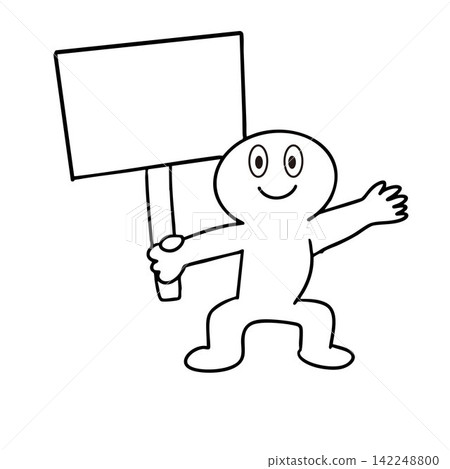 Stick figure holding a placard Stick figure holding a placard 142248800