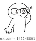 A stick figure readjusting his glasses 142248801