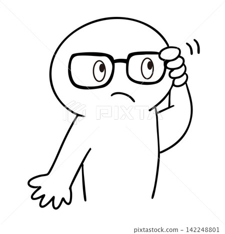 A stick figure readjusting his glasses A stick figure readjusting his glasses 142248801