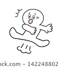 A stick figure jumps up in surprise 142248802
