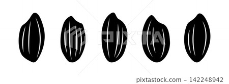 一組簡單的黑色米剪影插圖 142248942