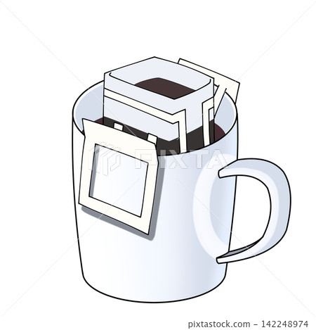 Illustration of drip coffee packs 142248974
