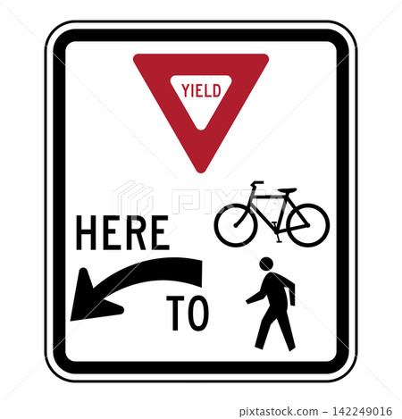 American road sign: Pedestrian crossing American road sign: Pedestrian crossing 142249016
