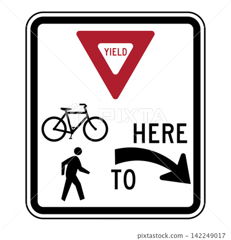 American road sign: Pedestrian crossing American road sign: Pedestrian crossing 142249017