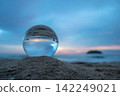 sweet blue sky in sunset above the island in crystal ball. 142249021