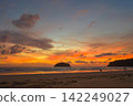 aerial view colorful cloud above the island at sunset. 142249027