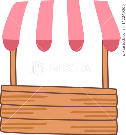 outdoor produce stall hand drawn illustration 142249309