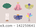 Korean Traditional Folk Game Jegi Various Designs Individual Separated Element Set Flat Vector Illustration 142250641