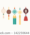 Minimal Korean Traditional Norigae Ornament Decorative Element Illustration Cultural Heritage Flat Vector Design 142250644