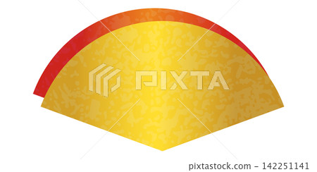A fan-shaped background material in gold and vermilion. A fan-shaped background material in gold and vermilion. 142251141
