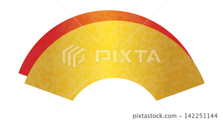 A fan-shaped background material in gold and vermilion. A fan-shaped background material in gold and vermilion. 142251144