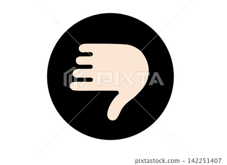 一隻手做出不祥手勢(圓圈)的彩色圖標插圖 一隻手做出不祥手勢(圓圈)的彩色圖標插圖 142251407