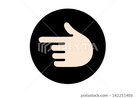 一隻指向左側(圓圈)的手的彩色圖示插圖 一隻指向左側(圓圈)的手的彩色圖示插圖 142251408