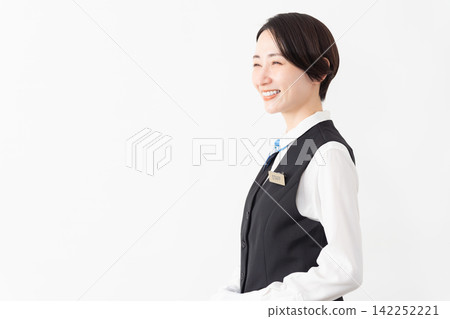 A female attendant in uniform; travel image A female attendant in uniform; travel image 142252221