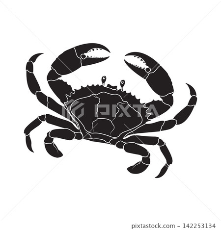 Black and White Crab Illustration 142253134