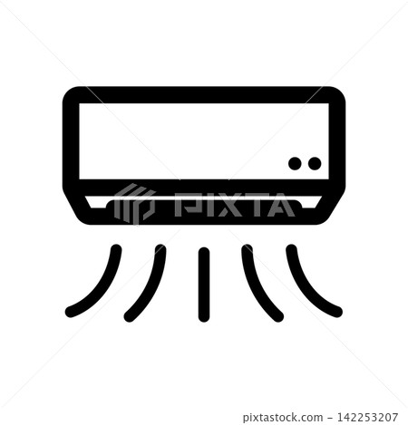 Air conditioner icon with air blowing out Air conditioner icon with air blowing out 142253207