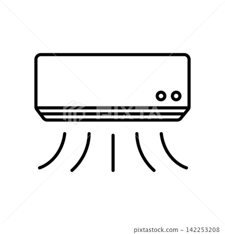 Air conditioner icon with air blowing out Air conditioner icon with air blowing out 142253208