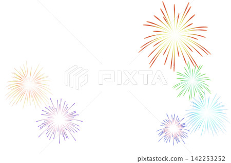 [Transparent Background] Colorful fireworks exploding in the summer night sky 142253252