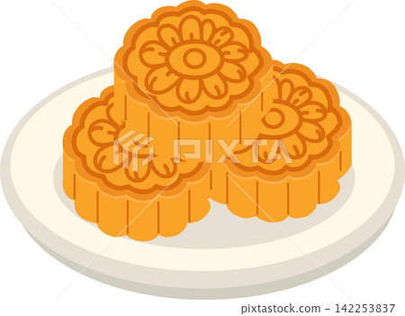 Mooncake Illustration Traditional Asian Dessert for Chinese Moon Festival Mooncake Illustration Traditional Asian Dessert for Chinese Moon Festival 142253837