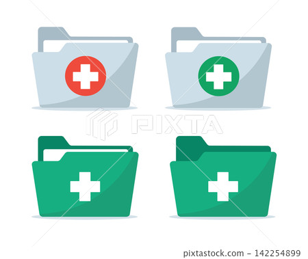 Medical Folder Icon with Cross Symbol Medical Folder Icon with Cross Symbol 142254899