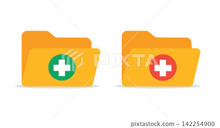 Medical Folder Icon with Cross Symbol Medical Folder Icon with Cross Symbol 142254900