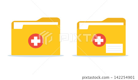 Medical Folder Icon with Cross Symbol Medical Folder Icon with Cross Symbol 142254901