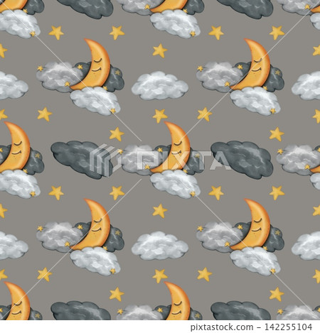 Halloween seamless pattern illustration, Hand drawn Watercolor collection for background, textile, wallpaper or print design. Halloween seamless pattern illustration, Hand drawn Watercolor collection for background, textile, wallpaper or print design. 142255104