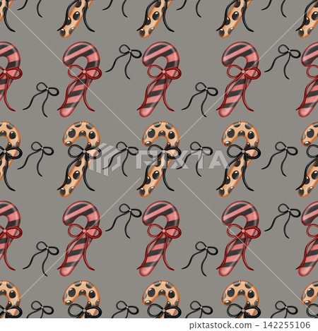 Halloween seamless pattern illustration, Hand drawn Watercolor collection for background, textile, wallpaper or print design. Halloween seamless pattern illustration, Hand drawn Watercolor collection for background, textile, wallpaper or print design. 142255106