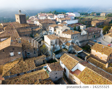 View from drone of Liedena, Navarre, Spain View from drone of Liedena, Navarre, Spain 142255325