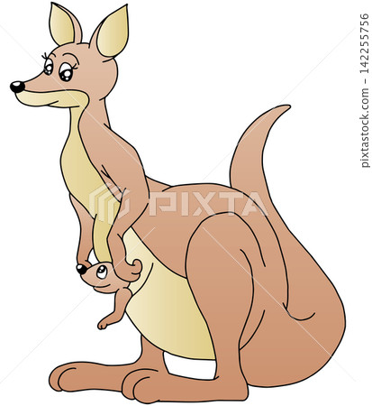Hand-drawn animal illustration ☆ Mother and baby kangaroo Hand-drawn animal illustration ☆ Mother and baby kangaroo 142255756