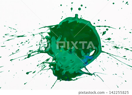 Green paint spot on paper, colorfull artistic image on white background Green paint spot on paper, colorfull artistic image on white background 142255825