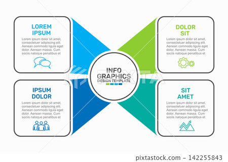 Business infographic template with circle and steps, options or layout boxes for process presentation. Vector illustration. Business infographic template with circle and steps, options or layout boxes for process presentation. Vector illustration. 142255843