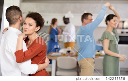 Couples of men and women dancing slow dance Couples of men and women dancing slow dance 142255856