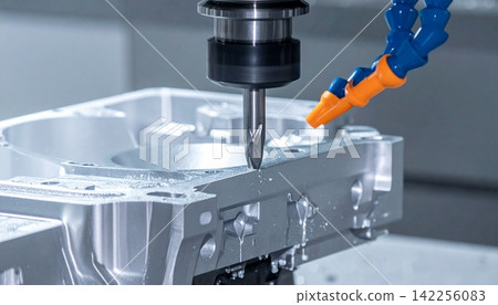 3 axis machining center cuts the engine cylinder block with a solid ball-end mill 3 axis machining center cuts the engine cylinder block with a solid ball-end mill 142256083